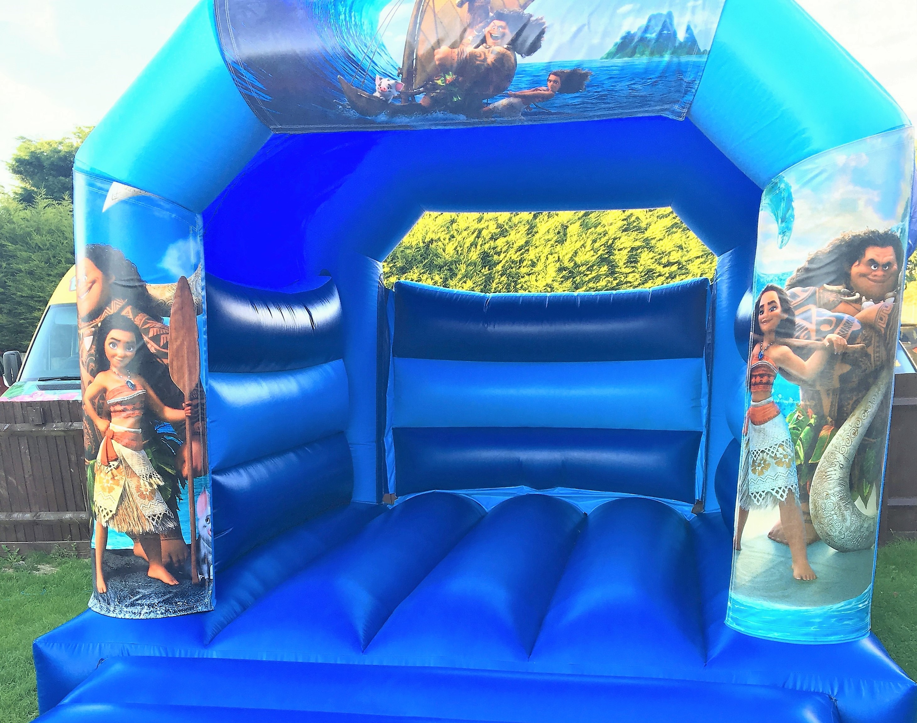 Hire a Moana themed bouncy castle from the Croydon party rental pros Moana bouncy castle for hire in Croydon